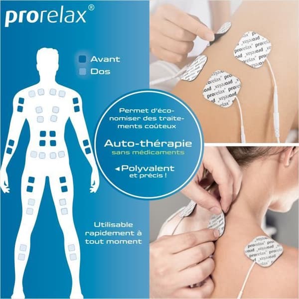 prorelax TENS/EMS TRIO+ | Elektrostimuleringsanordning | 3 behandlingar med en enhet | 50 program totalt