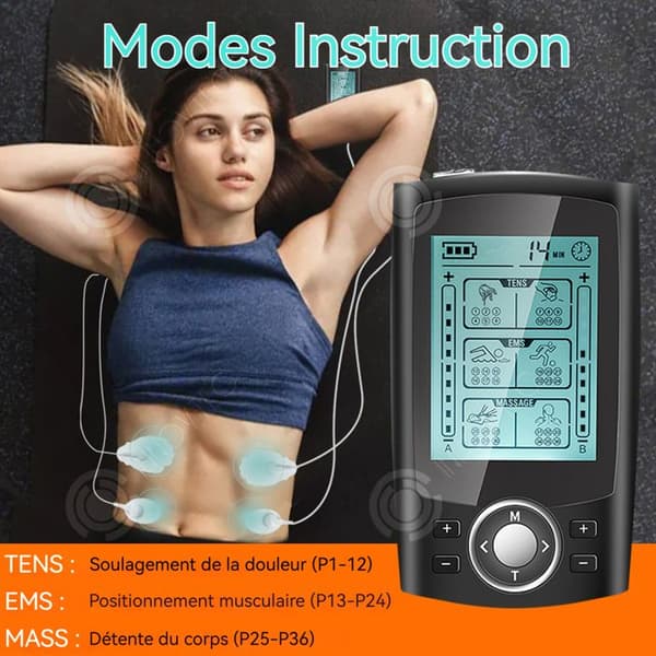 INN Elektrostimulator Muskulär Stimulator AB kanal 16 massagemetoder 20 justerbara intensitetsnivåer 8 elektroder uppladdningsbar