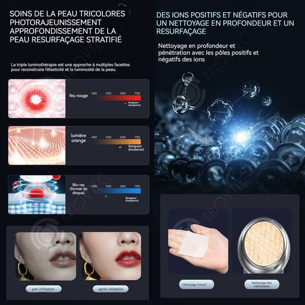 INN Skönhetsapparat 1500mah ems IPX5 3 färg 6 lägen ansiktsmassageapparat elektrisk skönhetsapparat massagekudde