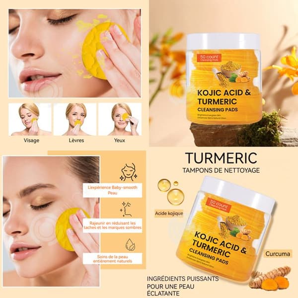 INN Gurkmeja Cleansing Pads 50 tabletter Exfoliering Ansiktsvård Ansiktsrengöring med Kojic Acid och Mild Gurkmeja