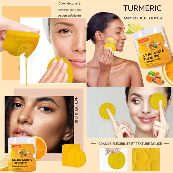 INN Gurkmeja Cleansing Pads 50 tabletter Exfoliering Ansiktsvård Ansiktsrengöring med Kojic Acid och Mild Gurkmeja