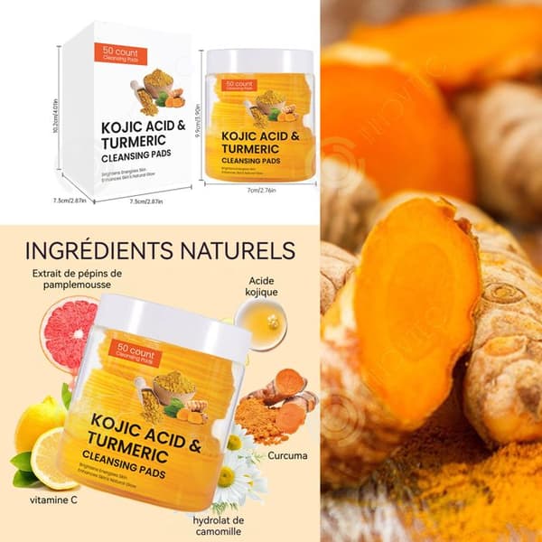 INN Gurkmeja Cleansing Pads 50 tabletter Exfoliering Ansiktsvård Ansiktsrengöring med Kojic Acid och Mild Gurkmeja