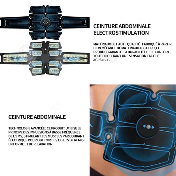 INN Muskel elektrostimulator buken elektrostimulering enhet magträning ems snabb effektiv och säker svart blå
