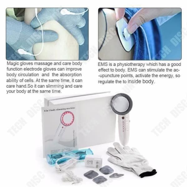 TD® EMS sex-i-ett multifunktion ultraljud mikroström massagemaskin LED färg ljus jon bantning instrument