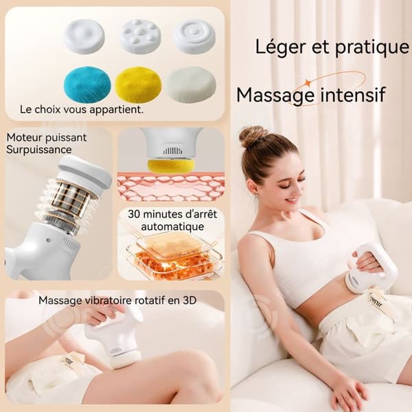 INN Masseur anti-celluliter 12 nivåer för att ställa in timern på 30 minuter, uppladdningsbar kroppsmassageapparat med 3 massageloch.