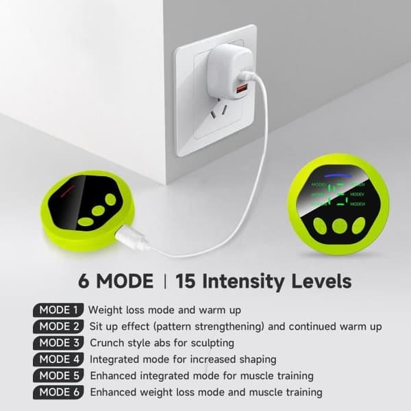 Apparat för elektrostimulering - YTTQ - Abdominalbälte - 6 lägen - 15 intensiteter - Uppladdningsbar