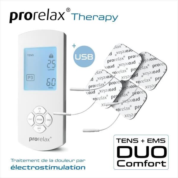 prorelax TENS/EMS Duo Comfort | Elektrostimuleringsanordning | 2 behandlingar med en enhet