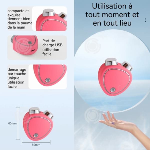 INN Skönhetsinstrument 3 justerbara hastigheter dubbelrulle 60x50x25mm mini skönhetsapparat mikroström massageterapeut bärbar resenär