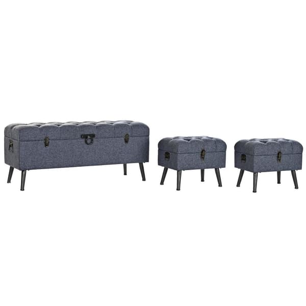 Blå kiste DKD Home Decor Blå Metal Polyester MDF (121 x 42 x 53 cm)