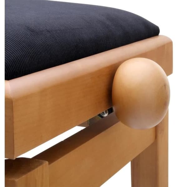 Pianobänk - Classic Cantabile - Bok - Justerbar 47-56 cm - Svart sammetsöverdrag - Halkfritt