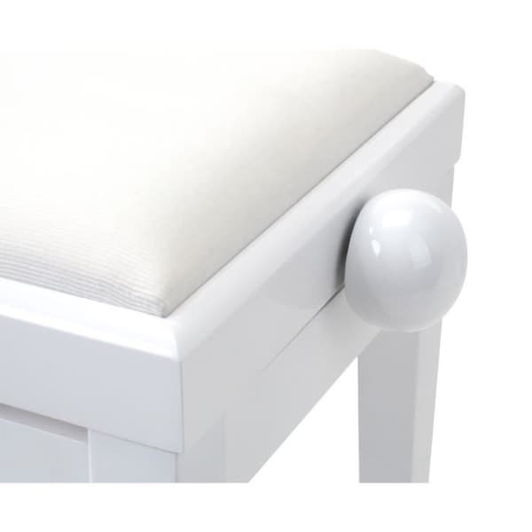 Pianobänk - Classic Cantabile - Blank vit - Justerbar 47-56 cm - Spindelmekanism - Elegant design