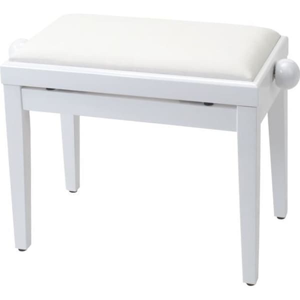 Pianobänk - Classic Cantabile - Blank vit - Justerbar 47-56 cm - Spindelmekanism - Elegant design