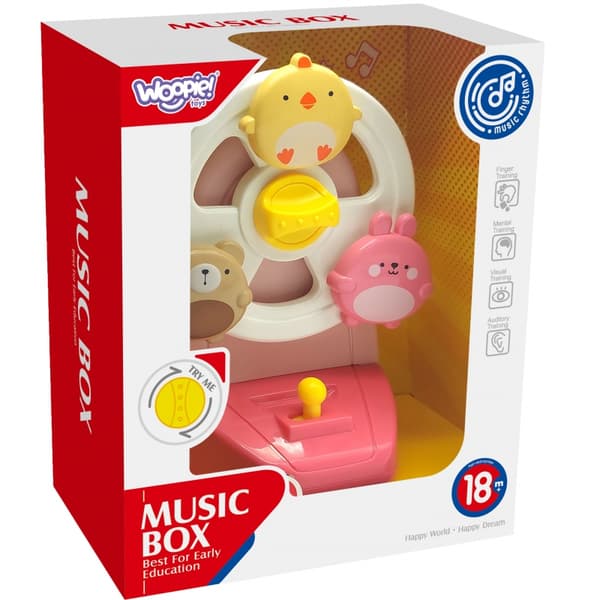 WOOPIE BABY Speldosa Karusell med Djur – Musikaliskt och Pedagogiskt Leksak - Rosa