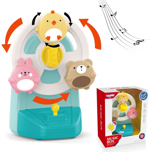 - WOOPIE BABY Speldosa Karusell med Djur – Musikaliskt och Pedagogiskt Leksak - Blå
