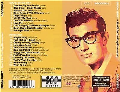 Buddy Holly : That’ll Be the Day/remember CD (2002) Pre-Owned