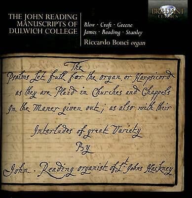 Riccardo Bonci : The John Reading Manuscripts of Dulwich College CD (2013) Pre-Owned