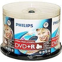5 Phillips Ink Jet Printable 16xDVD+R NA Pre-Owned