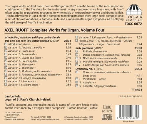 Axel Ruoff : Axel Ruoff: Complete Works for Organ - Volume 4 CD (2023)