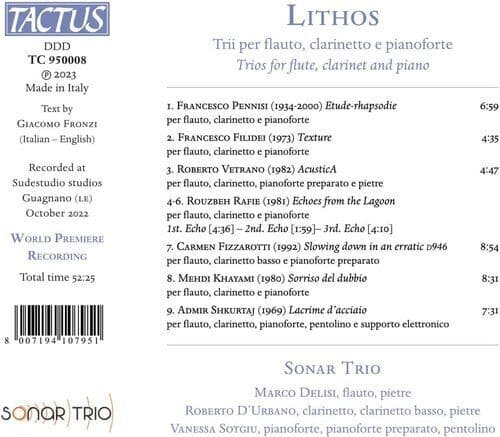 Francesco Pennisi : Lithos: Trii Per Flauto, Clarinetto E Pianoforte CD (2023)