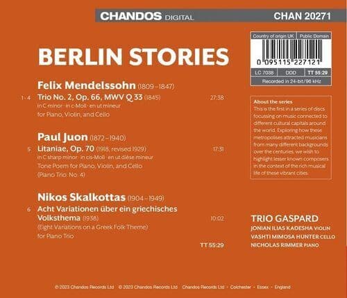 Felix Mendelssohn : Mendelssohn/Juon/Skalkottas: Berlin Stories CD (2023)
