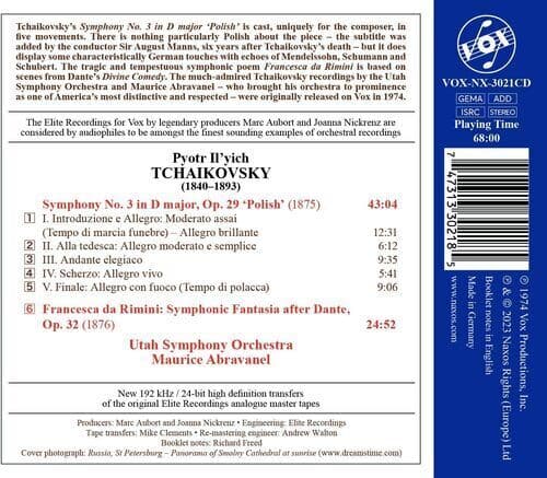 Pyotr Il’yich Tchaikovsky : Tchaikovsky: Symphony No. 3 ‘Polish’/Francesca Da
