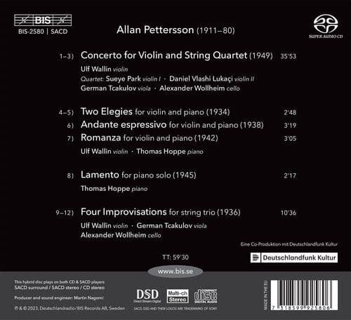 Allan Pettersson : Allan Pettersson: Concerto for Violin and String Quartet/…