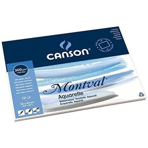 Canson Montval Akvarellblock 12 ark 300g-m² Finkorn 30 x 40 cm Naturvit