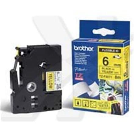 BROTHER TZEFX611 6mm BLACK ON YELLOW FLEXIBLE ID