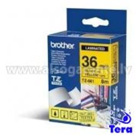 Brother | TZe-661 Laminated Tape | Black on Yellow | TZe | 8 m | 3.6 cm
