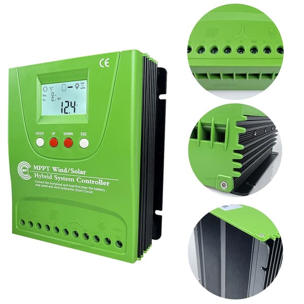 Vind Sol Opladningskontrol, MPPT, Indbygget Bluetooth, Vind 1kW Solar 1kW, Auto 12V 24V, uden Bluetooth