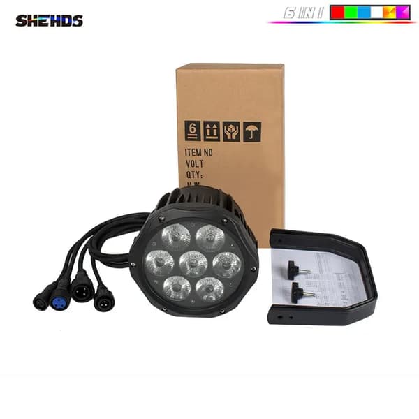 LED Par-ljus, Vattentät, DMX-styrning, 7x18W Vattentät, EU-kontakt