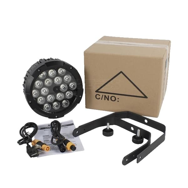 LED Par -valo, vedenpitävä, DMX-ohjaus, 18x18W vedenkestävä, EU-pistoke