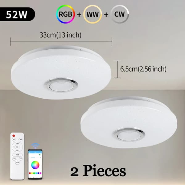 Taklampa, Musikhögtalare, RGB Dämpning,2Delar-33CM