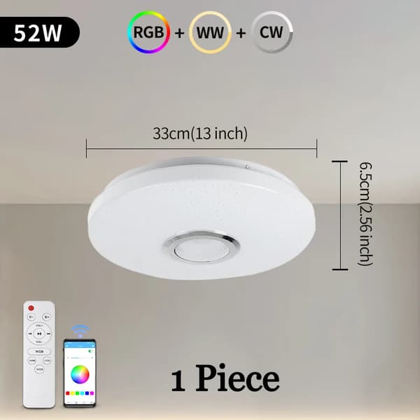 Taklampa, Musikhögtalare, RGB Dämpning,1Styck-33CM