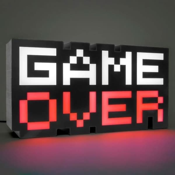 Game Over 8 Bit Light - Retro Gaming Atmosphere Lamp Color Phasing &amp; Reactive Music- USED Svart, Vit