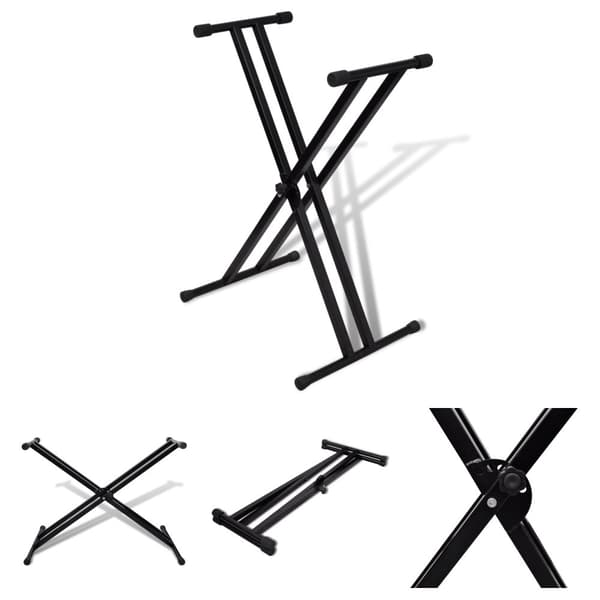 Keyboardstativ svart vikbart justerbart 100kg -  Notställ
