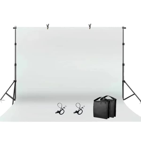 Fotografi Bakgrundsställ, Justerbar Höjd, Hållbart Vinylmaterial,2600x3000, med vit tyg