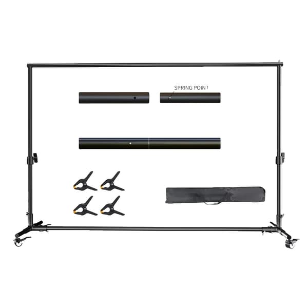 Taustatuki, säädettävä leveys 71 cm, säädettävä korkeus 90-243 cm,Pyörät 2x3M