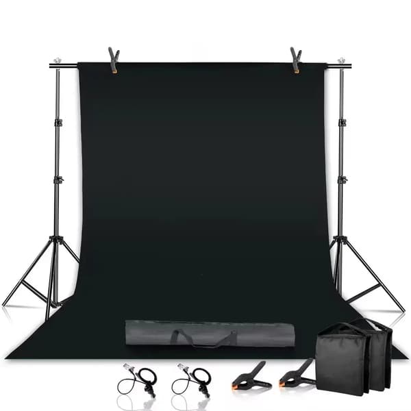 Fotografi Baggrundsstativ, Justerbar Højde, Holdbart Vinylmateriale,2000x3000, med sort stof