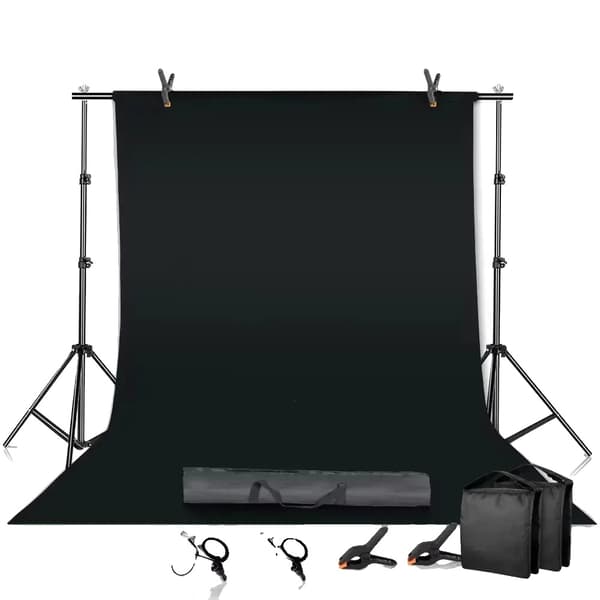 Fotografi Baggrundsstativ, Justerbar Højde, Holdbart Vinylmateriale,2000x3000, med sort stof