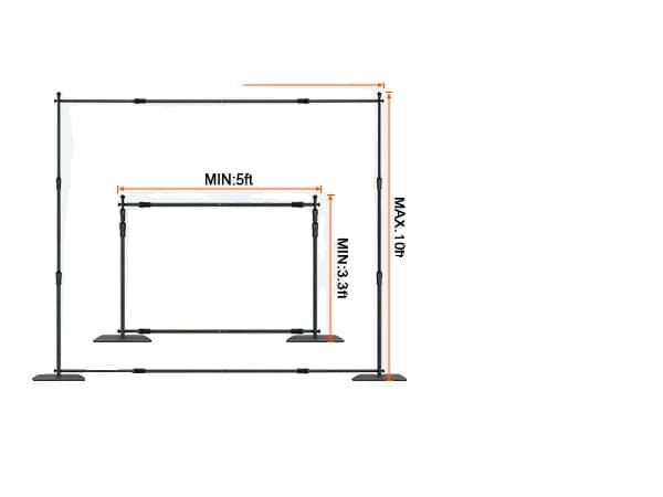 Fotografi Baggrundsstativ, Justerbar Højde 3,3 ft til 10 ft, Maksimal Belastning 11 lbs,10 x 10 ft