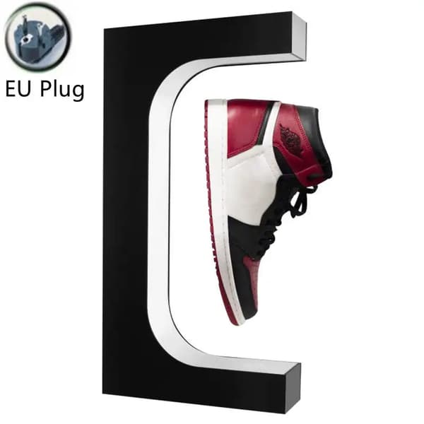 Magnetisk Levitation Skoudstillingsstand, 360 graders rotation, LED-belysning,EU Stik 220V