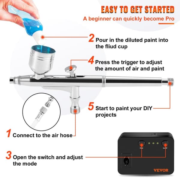 Airbrush Kit, Dual-Action, Multifunktionell