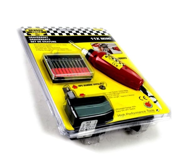 Minigraveringsmaskin med 10 diamantbestyckade bits