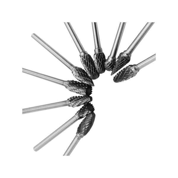 Sæt af højkvalitets fræsere, wolframcarbid (10 stykker, 3 mm skaft)
