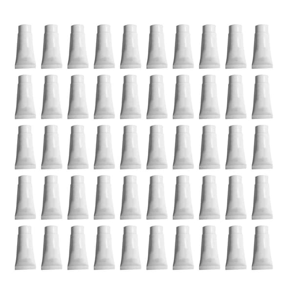 Set med 50 påfyllningsbara kosmetiktuber (10 ml, vit)