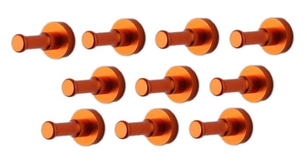 Sæt med 10 tøjkroge af metal, vægbeslag, orange