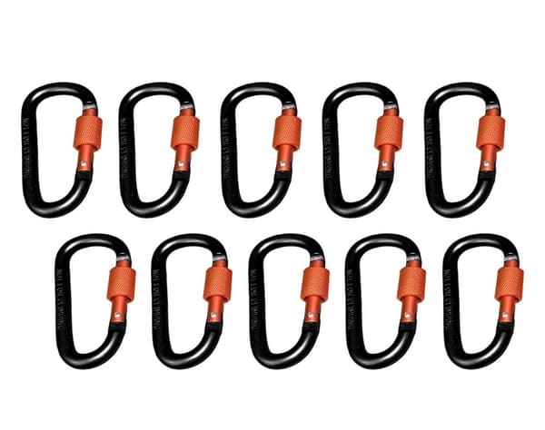 Sæt med 10 karabinhager, farve 2: sortorange, 100 kg