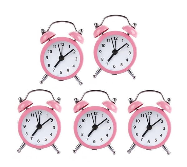 Sæt med 5 sjove små vækkeure (baby pink, batteri)