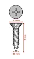 Pikkukuva 2 / 2: 300 miniruuvin sarja (2,5x8 mm, upotettu, hopean värinen)